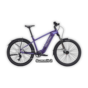 Velotric Summit 2 eBike in Galaxy Purple, regular size, shown in its box with packaging.