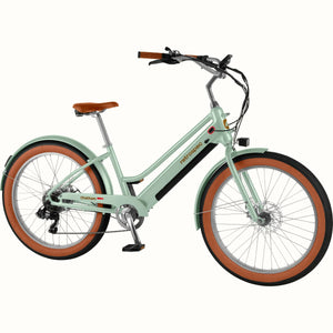 Retrospec Chatham Rev Plus 2 eBike in Matcha color, step-through frame, side view