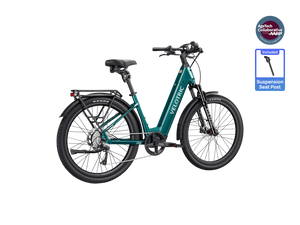 Emerald green Velotric Discover 3 eBike side view with step-through frame and black tires