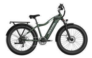 Green MOKWHEEL Tor Plus 750W step-over electric bike with 26x4 fat tires, beach cruiser style, product image