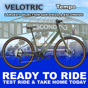 Velotric Tempo Mid Step eBike in Forest Evergreen color, regular size, shown fully assembled and ready to ride, side view against a plain background.