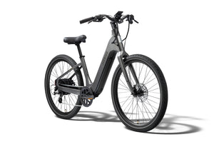 Aventon Pace 5 REC electric bike, step-thru frame in Anvil color, side view on white background