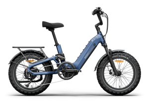 Midnight blue Himiway D5 2.0 electric bike with 20-inch wheels, side view, against a white background