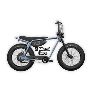 Super73 Z Miami Core eMOTO eBike in blue, shown in its box, product image