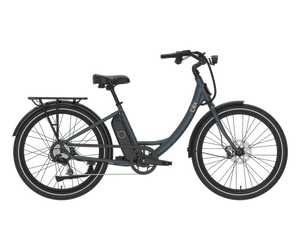 Blix Sol X electric beach cruiser eBike in gray, step-over frame, 750W motor, commuter style, product image