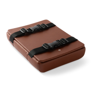 Brown eBike seat pad for Murf cargo bike, shown as a product accessory.