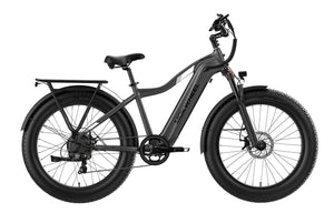 Grey MOKWHEEL Tor Plus 750W step-over electric bike with 26x4 fat tires, beach cruiser style, shown in product image.
