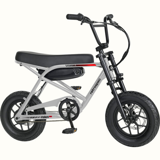 Retrospec Valen Rev 14 electric bike in slate gray, side view, against a white background