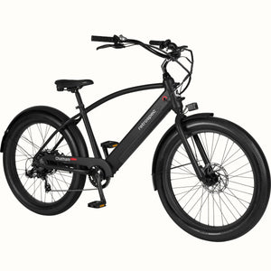 Matte black Retrospec Chatham Rev Plus 2 eBike, step-over frame, side view on white background