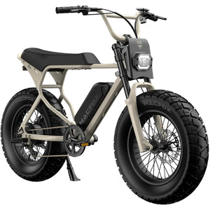 Desert beige Macfox X7L eBike standing alone on a sandy desert landscape