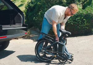 Green Blix Vika X electric folding step-thru eBike with 500W motor, compact design, product image