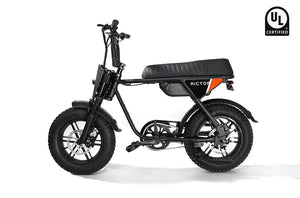Black eBike Rictor Flexx packaged inside a box, product image showing the boxed black model
