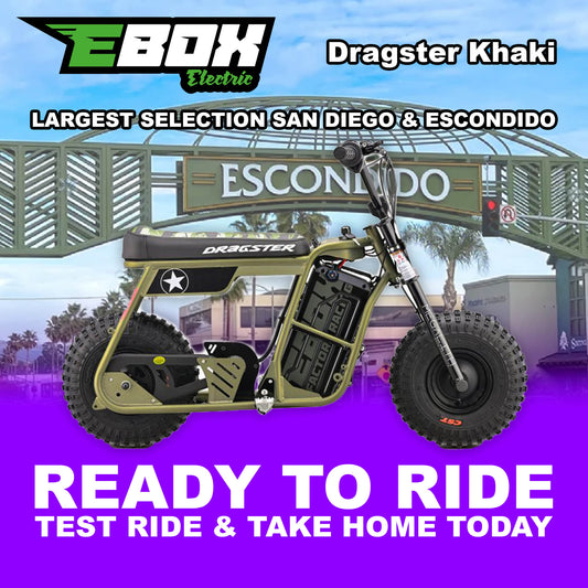 eMOTO Stomp Ebox Dragster - Khaki - Ready to Ride