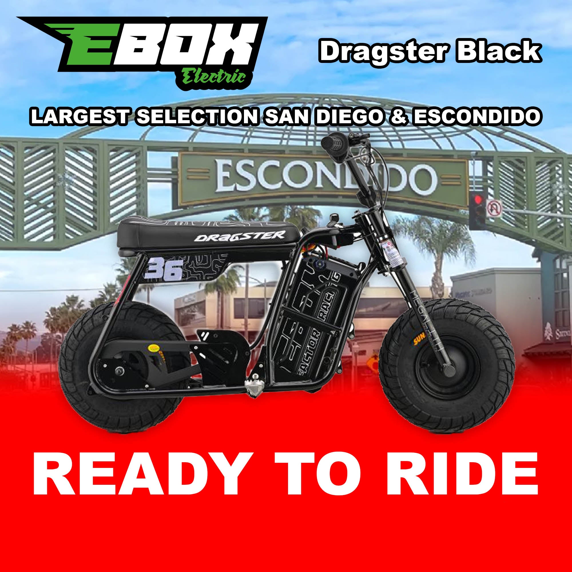 eMOTO Stomp Ebox Dragster - Black - Ready to Ride