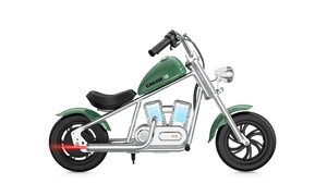 Green eMOTO Hyper Gogo Cruiser 12 Plus electric bike with app connectivity, side view, displayed on a white background