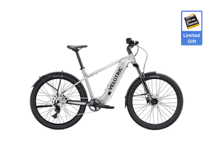 Velotric Summit 2 electric mountain bike in Glacial Silver, side view, against a white background