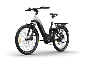Himiway A7 Pro eBike in black and white gradient, side view, showcasing frame and design features