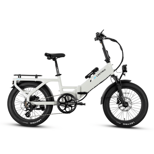 Stratus White LECTRIC XP4 750W Step-Through eBike, side view, product image