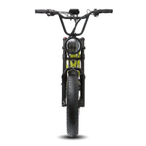 Green KASEN Kabbit Plus 2.0 electric e-moto style bike with 1000W motor, 20x4 fat tires, and front headlight