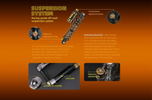 eMOTO Surron Hyper Bee Electric Bike, lightweight off-road model with 5kW motor, shown in side profile against a plain background