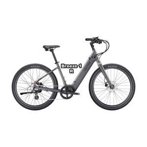 Velotric Breeze 1 eBike in Slate Grey, regular frame, shown in box with packaging, product image, barcode 850060178825