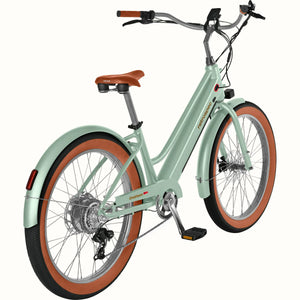 Retrospec Chatham Rev Plus 2 eBike in Matcha color, step-through frame, side view