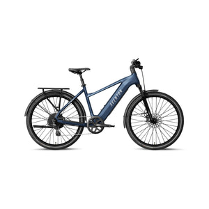 Aventon Level 4 REC electric bike, step-over frame, matte storm blue color, side view
