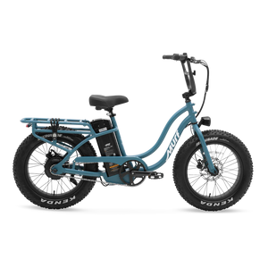 Electric bike Murf Higgs ST in denim color, side view, against a plain background
