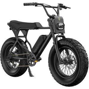 Black Macfox X7L eBike, side view, single bike against a plain background