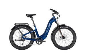Velotric Nomad 2 eBike in Midnight Blue, step-thru frame, regular large size, side view