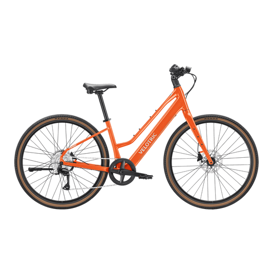 eBike Velotric Tempo Mid Step Product Image Sunset Tangerine 1