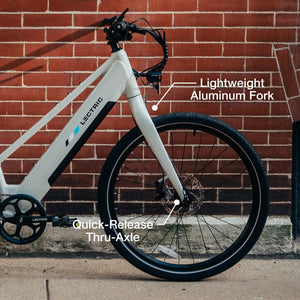Lectric XPress Lite electric bike in Stratus White, side view, against a plain background