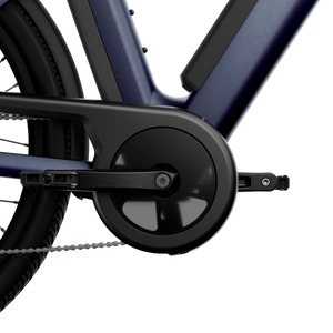 A black Segway Myon eBike displayed on a white background, showcasing its sleek frame, integrated battery, and modern design.