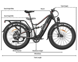 Side view of the Freesky Swift Horse Pro X-6E electric bike in black, showing its fat tires, front suspension fork, and battery integrated into the frame.
