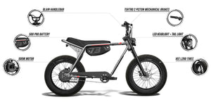 Side view of the Super73 ZX Core Legacy Series eBike in Metallic Aluminum, showcasing its sleek frame, wide tires, and minimalist design against a plain background.