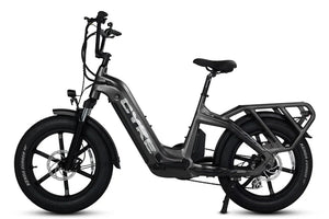 Gray eBike CYKE Collie Cargo electric cargo bike with 48v 750w motor and mini fat tires, side view product image