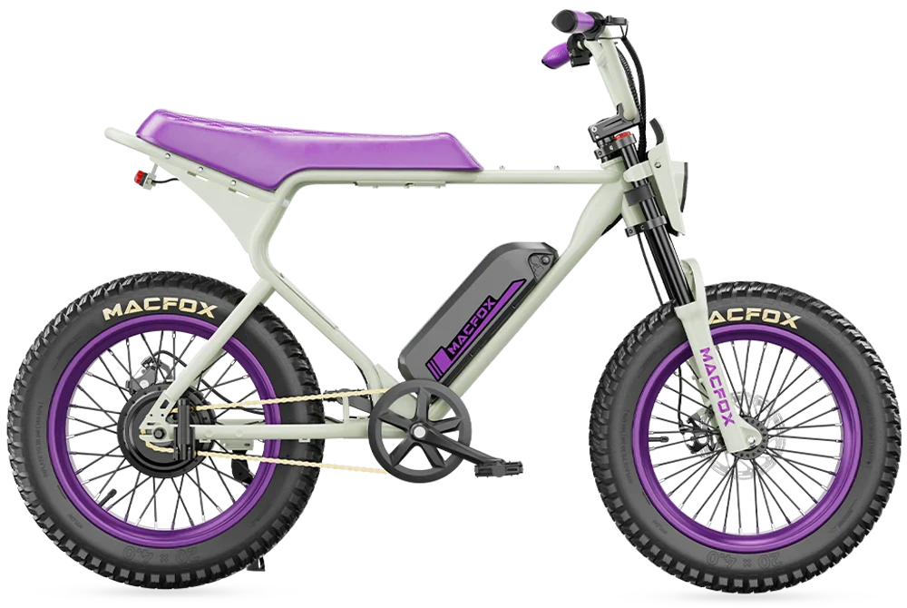 Side view of the Macfox X1S eBike with a single battery, featuring Bs.zay branding, displayed against a plain background.