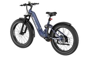 Blue-grey Mokwheel Obsidian ST eBike side view against a grey background