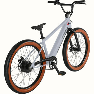 Retrospec Joe Rev 2 BMX eBike in Matte Feather Gray, side view, against a plain background