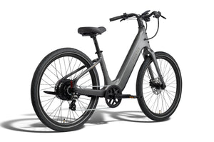 Aventon Pace 5 REC electric bike, step-thru frame in Anvil color, side view on white background
