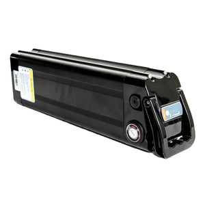 48V 21AH Silverfish battery, rectangular silver casing with black end caps, product image on white background