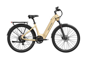 Mokwheel Tarmac ST eBike in Hazelnut Yellow, side view, against a white background