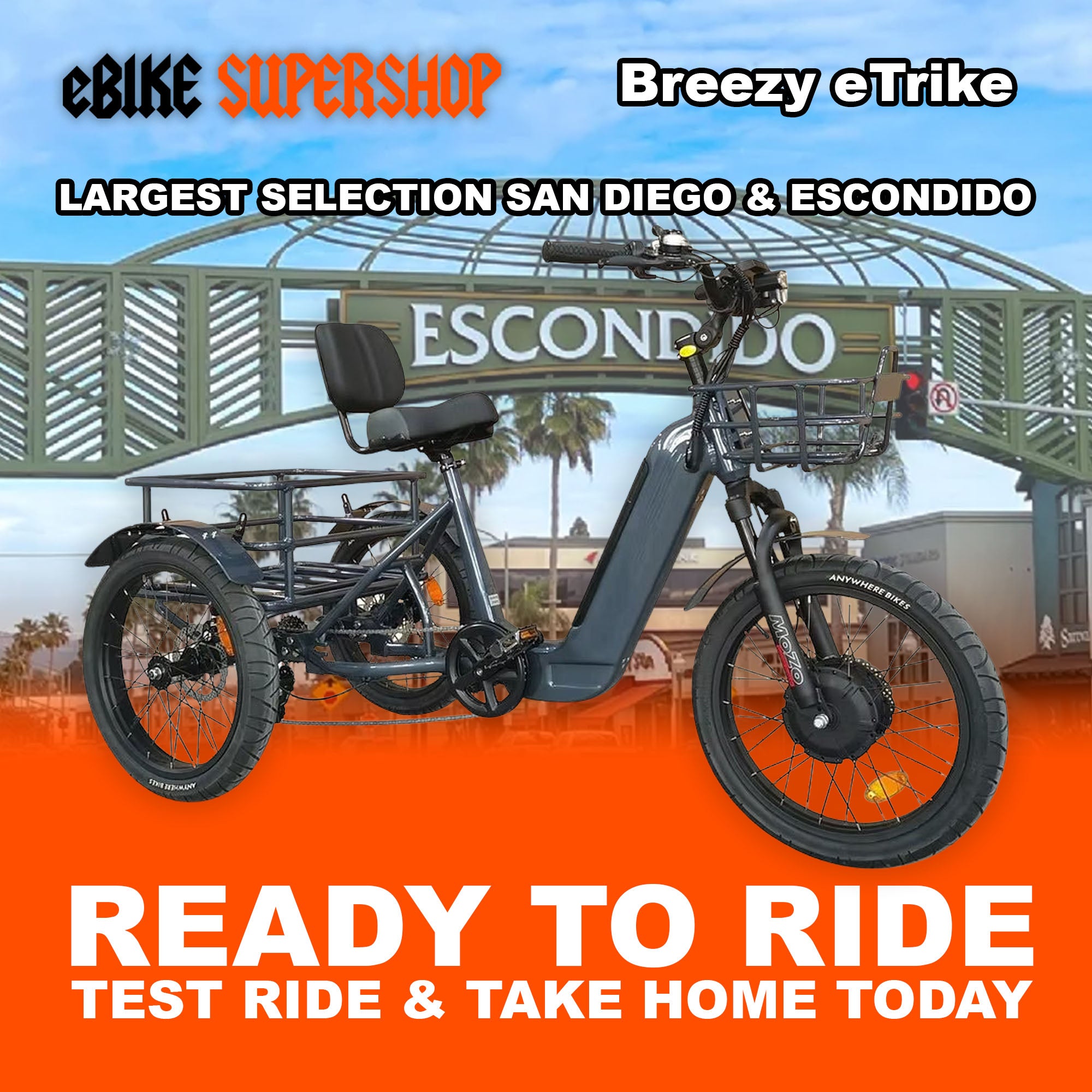 eBike Breezy Electric Trike - Blue - Ready to Ride