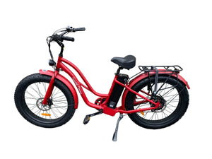 Coastal Cruiser 52v 26 Thru 750W Step Thru Ebike 26x4 Fat Tire Fat Tire Electric Beach Cruiser - Fat Tire eBike - COAST|FATT|RED|0002 eBike Super Shop