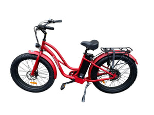 Coastal Cruiser 52v 26 Thru 750W Step Thru Ebike 26x4 Fat Tire Fat Tire Electric Beach Cruiser - Fat Tire eBike - COAST|FATT|RED|0002 eBike Super Shop
