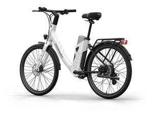White HIMIWAY A3 urban electric commuter bike, side view, against a plain background