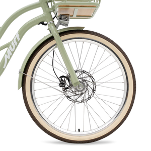 Side view of the Murf Gigi 2.0 eBike in matte black, showing its step-through frame, wide tires, and rear cargo rack against a plain background.