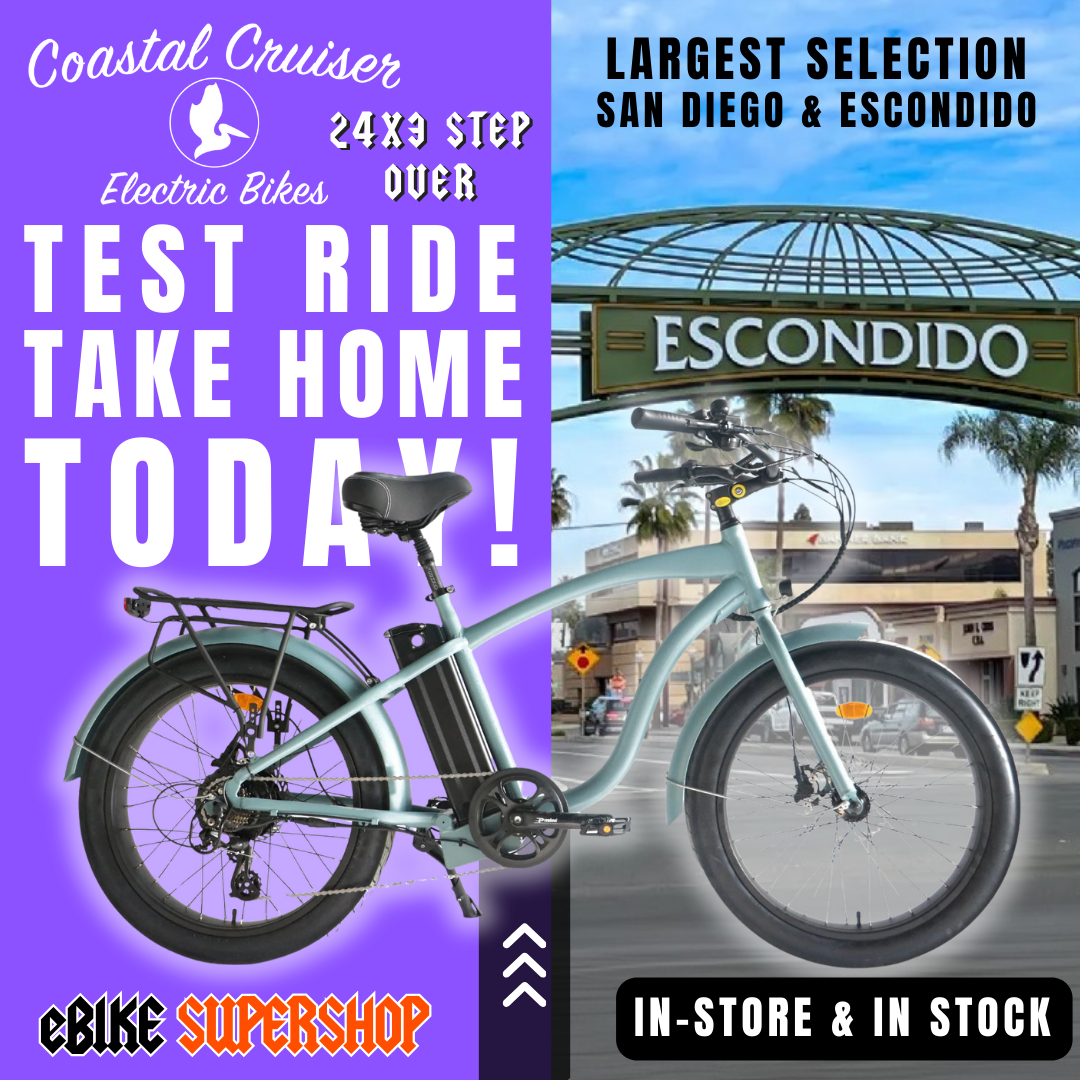 electric bicycle test ride eBike Coastal Cruiser 24x3 Step Over - Slate Grey