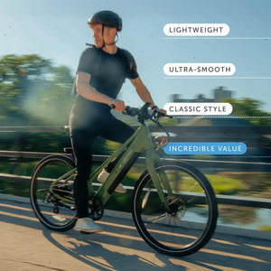 Lectric XPress Lite electric bike in Pine Green, side view, against a white background