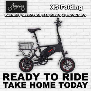 Black Ampira X5 eBike, side view, showcasing sleek frame design and modern features